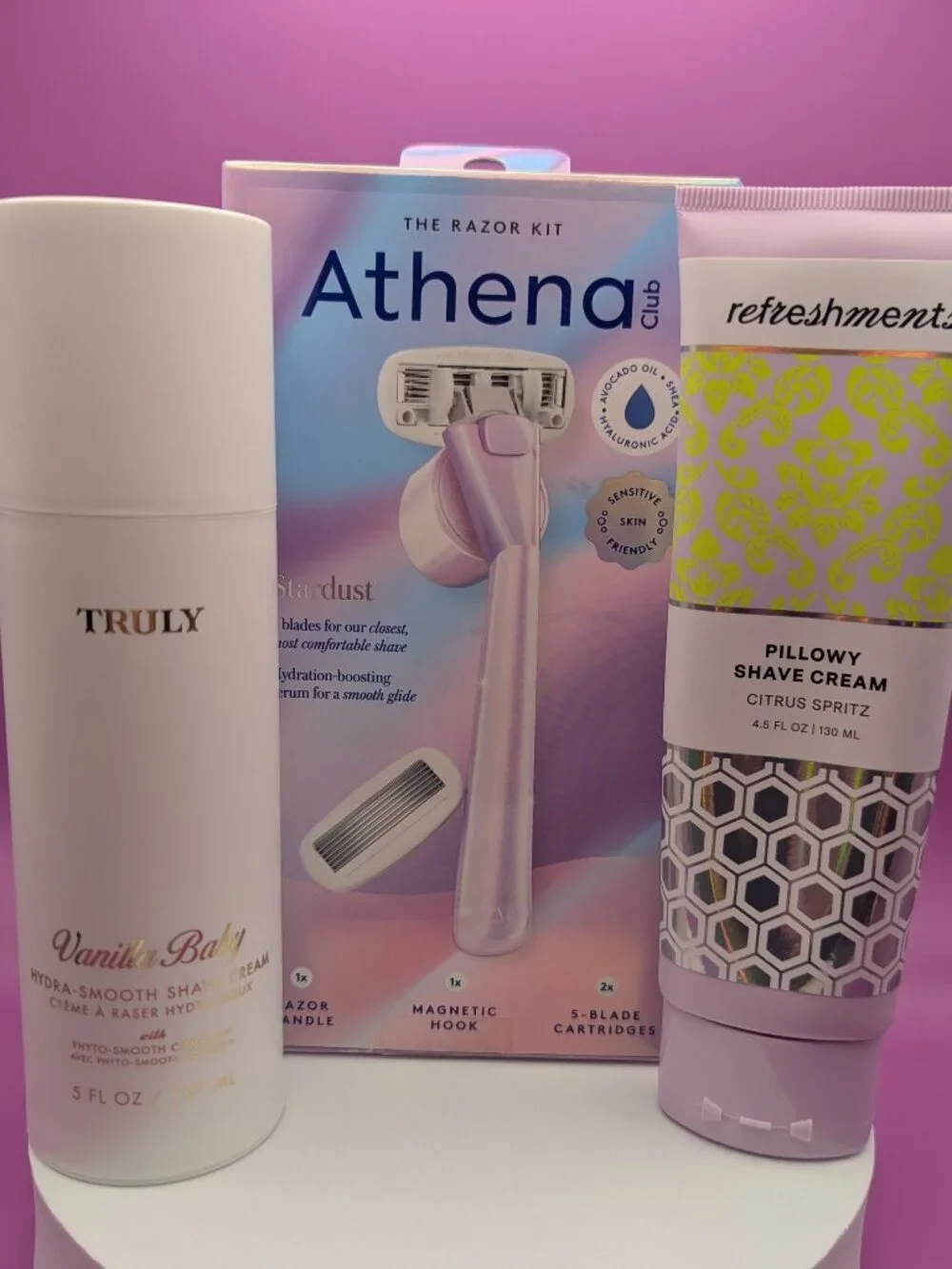 Athena Club Razor Kit + Truly & Ipsy Refreshments Shave Cream Gently Used VGC